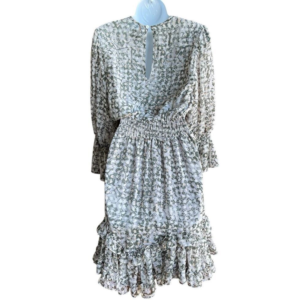 MISA Los Angeles Bernita Dress Size XS Ruffle Tiered Floral 3/4 Sleeves Smocked - Picture 2 of 3